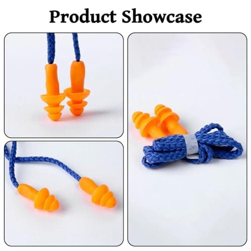 20 Pairs Corded Ear Plugs， Reusable Silicone Earplugs Sleep Noise Cancelling, for Noise Cancelling and Hearing Protection (Orange) — view 4