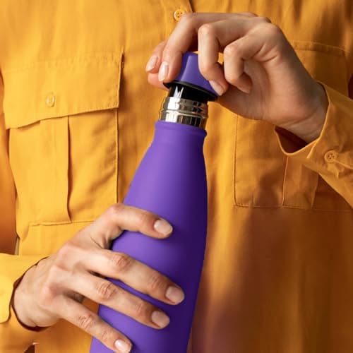 Mont-Clair l'O Stainless Steel Water Bottle, Vacuum Insulated - BPA Free, 12h Hot & 24h Cold Drinks, Metal Water Bottle 500ML Leakproof, Ideal for Adult, Kids, Running - Purple — view 5