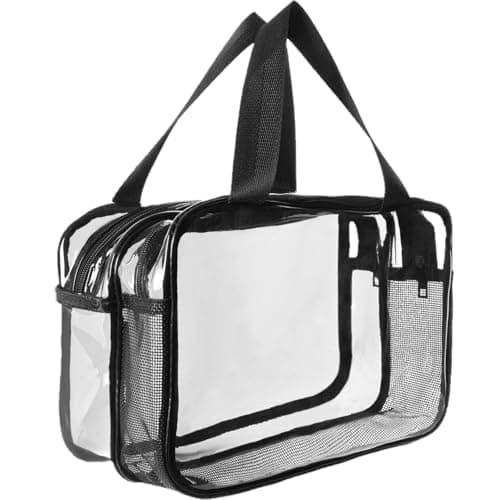 Aucuu Clear Toiletry Bag, Portable Travel Makeup Bag, Wet Dry Separation PVC Wash Bags, Large Capacity Travel Toiletries Case, Waterproof Makeup Bags with Handles, Clear Cosmetic Bag for Women Girls