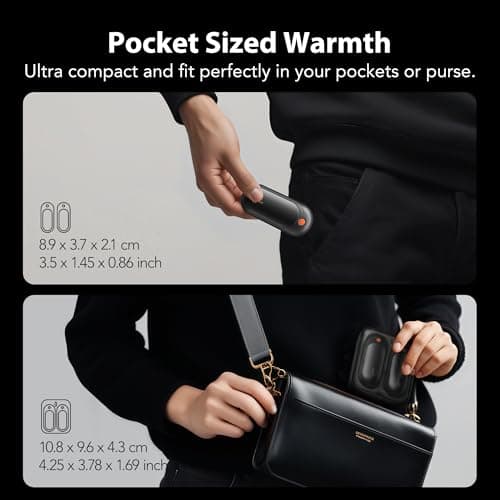 J-BRAUV Electric Hand Warmers Rechargeable 2 Pack, 2000mAh Reusable Hand Warmers with Charging Case 10000mAh, 5 Levels Heat Double Sided USB C Hand Warmer Up to 24H Heating, Golf Gifts for Men Women — view 6
