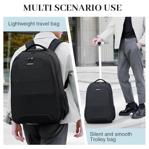 Hivexagon 32L Rolling Backpack,Wheeled Backpack Comfort Casual Durable and Effortlessly to Carry Laptop Books and Documents, Hidden Shoulder Straps for Business Travel — view 6