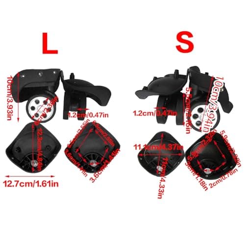 [Netbiio] A79 Suitcase Wheel Replacement Kit Luggage Box Roller Bearing Hardware Repair Kit with Trolley Double Row Caster Screws, Black Large — view 2