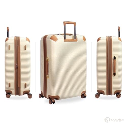 Rocklands® Expandable 4 Wheel ABS-PC Hard Shell Luggage Suitcase TSA Lock (Cream, Large - 76 x 51 x 31 cm) — view 2