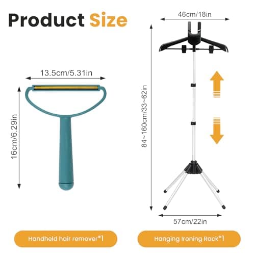 SUNNYNEST 2PC Black Folding Garment Steamer Stand Adjustable Aluminum Rack — view 2