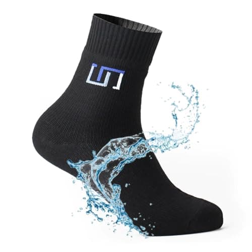 ABDEEZ Waterproof Socks for Men & Women Breathable, Ankle-Length,The Wudhu Socks for Hiking, Walking, Running, Skiing, & Outdoor Activities(Jet Black, Medium)