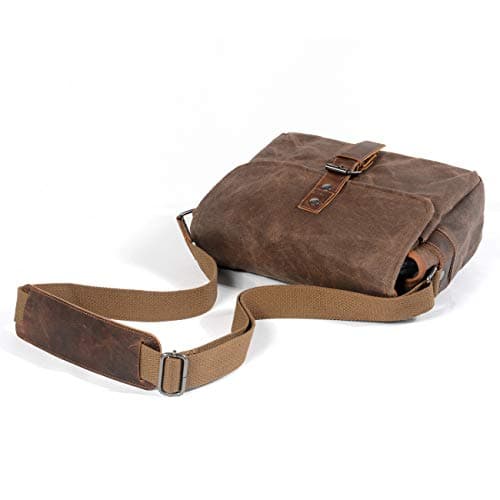 ONEGenug SLR Camera Bag, Waterproof Wax Canvas Bag Vintage Camera Case Messenger Bag with Interlayer Pad (Khaki) — view 4
