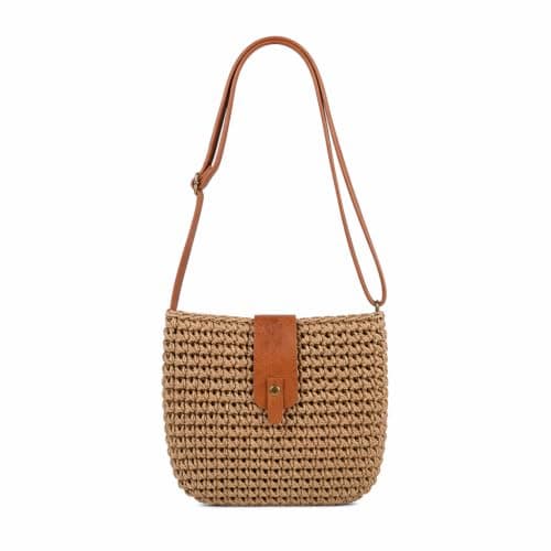 Vosali 1PCS Straw Bag for Women Small Beach Crossbody Bag（Brown）
