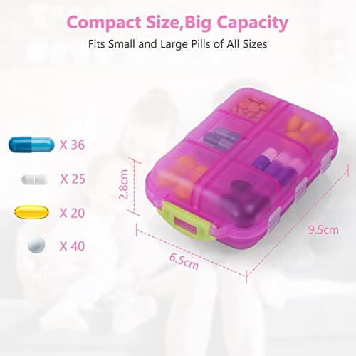 AOOWU Pill Box Organiser, 1PCS Portable Medicine Storage Box, Double Layer 12 Grids Tablet Organiser to Hold Vitamins, Cod Liver Oil, Supplements and Medication for Travel Work (Pink) — view 2