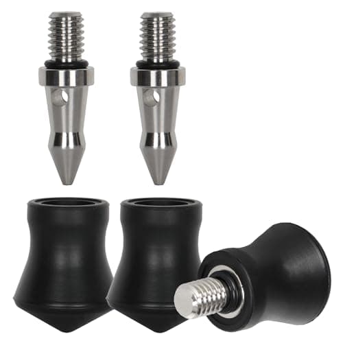 Koolehaoda Tripod Feet Rubber Spike Stainless Steel 3/8" Universal 3 Pack