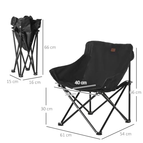 Outsunny Camping Chair Folding Chair with Carry Bag 110 kg Capacity Black — view 3