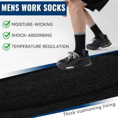 Wamicu Men’s Thermal Work Socks, 5 Pack Thick Winter Athletic Socks — view 3