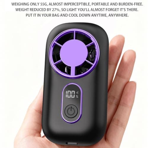 Small Handheld Fan - 1200Mah Silent Desk Ventilation Tool Rechargeable Fan — view 3
