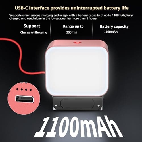 Backlight Lamp Compatible with DJI Action Camera, Magnetic Quick-Release, 1100mAh, 3 Color Modes, 5-Level Brightness, Portable Fill Light for Vlogging & Photography (Rose Gold - Go Ultra) — view 3
