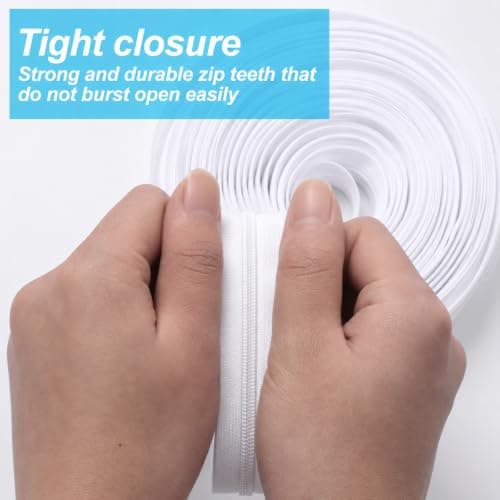 White Zips for Sewing, 5mm White Nylon Coil Zipper by The Yards — view 6
