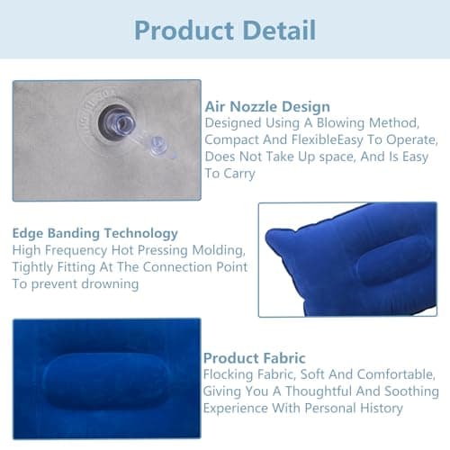 RRICHH 2Pcs Inflatable Pillow Blow up 34 * 22cm Christmas Soft Water Resistant Portable Beach Sunbed Pillows Xmas Gifts Air Inflatable Neck Pillow for Camping Traveling Fishing Airplane Car Office — view 4