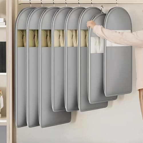Science Compression Zipper Hanging Garment Bag（Large） - Waterproof Dustproof Moth Proof Storage Organizer for Winter Coats & Down Jackets, Save Space for Travel & Home（Gray） — view 5