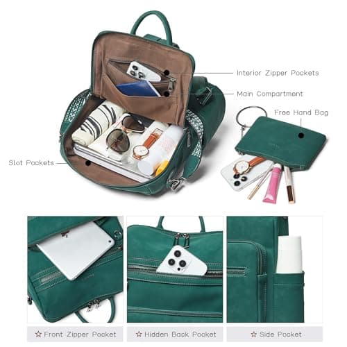 Shrrie Backpack Purse for Women Leather Backpack Fashion Designer Travel Backpack Convertible Shoulder Bag — view 5