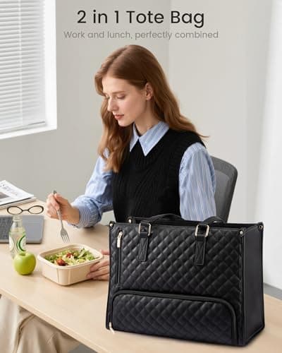 LOVEVOOK Laptop Work Bags for Women with Insulated Lunch Compartment — view 2