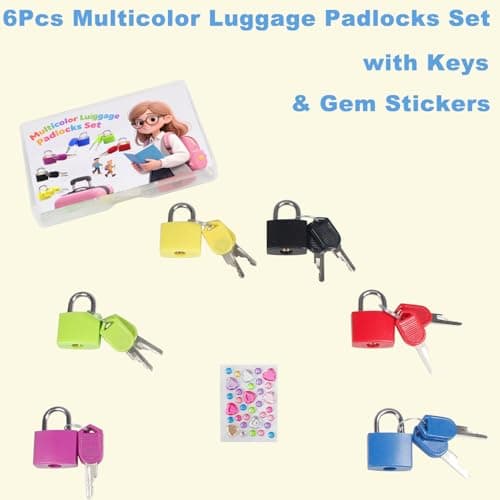 6Pcs Multicolor Luggage Padlocks Set with Keys, Mini Suitcase Locks, Small ABS Plastic & Copper Locker Locks, Tiny Lock for School Gym Locker, Backpack, Journal and Jewelry Box — view 3