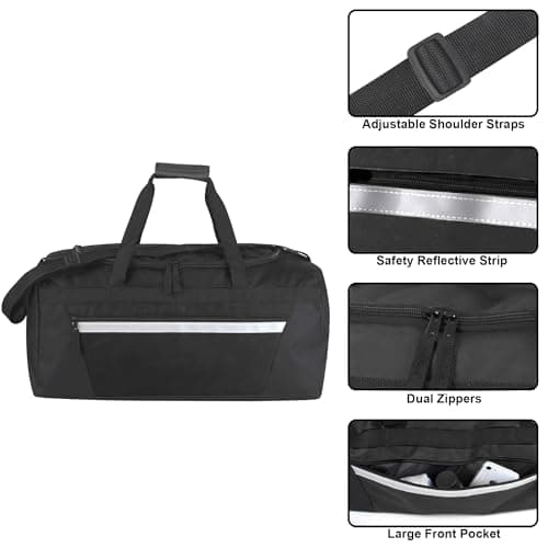 24 Pack Reflective Duffle Bags Bulk for Homeless Adults, Gym, Foster Kids Bulk Duffel Bags Wholesale (Black Pack) — view 2