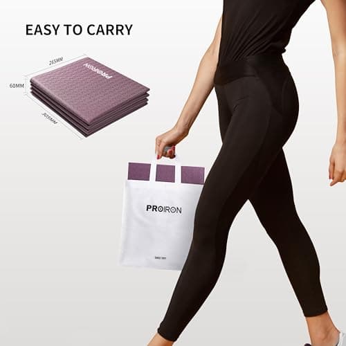 PROIRON Foldable Yoga Mat 4mm, Portable Folding Exercise Mat for Travel, Non Slip Yoga Matt for Women, Excercise Mat for Gym Home, Pilates, Workout, Fitness, Stretching, Lightweight & Small — view 2