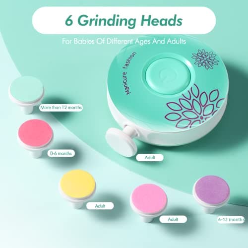 Brencco Electric Nail File for Baby with Six Interchangeable Grinding Heads, Low Noise Newborn Nail Trimmer — view 3