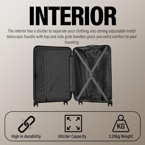ATX Luggage Medium Suitcase on 4 Dual Spinner Wheels Super Lightweight ABS Hard Shell Hold Check in with Built-in TSA Lock (Forest Green, 65Liter) — view 6