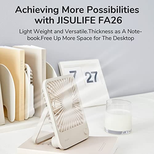 JISULIFE Small Desk Fan, 4500mAh Rechargeable Battery Powered — view 4
