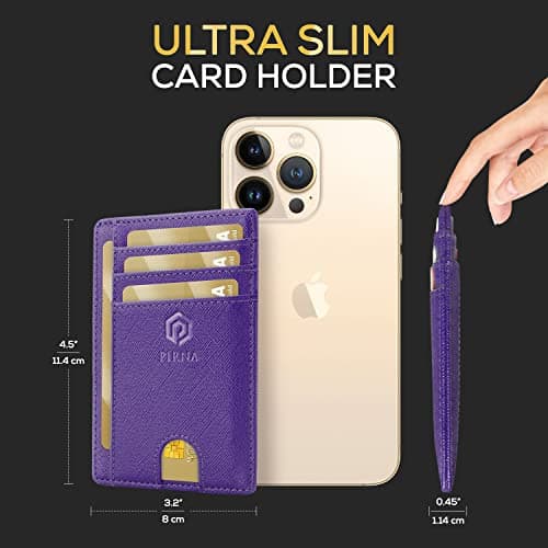 PIRNA Slim Wallet for Women | Small RFID Blocking Minimalist Credit Card Holder – Thin UK Card Wallet with Gift Box (Royal Purple) — view 5