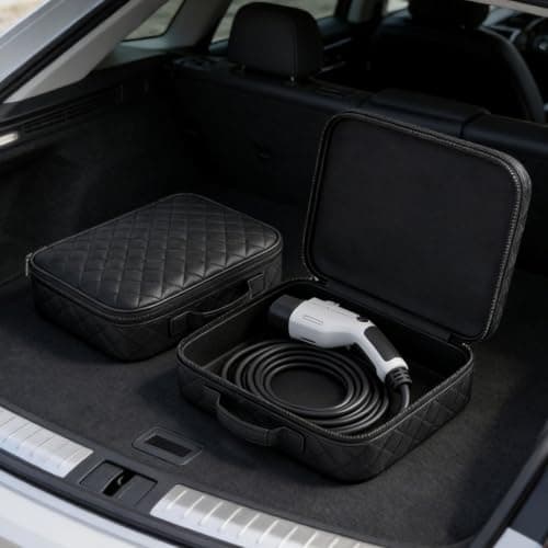 EV Car Charging Cable Storage Carry Bag Waterproof and Shockproof Portable Car Charger Cable Organizer Bag for Electric Vehicle Garage Or Travel (Square) — view 3