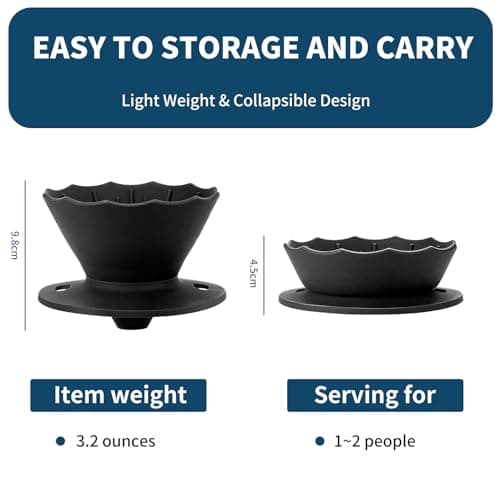 MERMOO YILAN Collapsible Coffee Dripper, Silicone Pour Over Coffee Filter Holder - Portable Reusable Foldable Coffee Maker Cone for 1~2 Cups, Travel, Camping, Gift (Green) — view 4