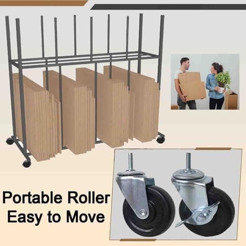 HDYZJQ Carton Storage Rack with Caster Wheels, Carbon Steel Organizer Stand/Utility Cart, for Cardboard/Panel/Packing Box, Portable Utility Cart(Hold 100-150 Pcs) — view 4
