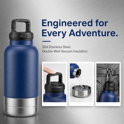 Portable Dog Water Bottle for Walking, Stainless Steel Insulated Dog Travel Water Bottle with Foldable Silicone Bowl, Leak Proof Pet Drinking Cup for Small Dogs Hiking and Travel — view 3