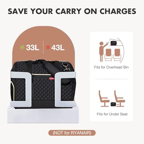 Lekesky Weekend Overnight Bags for Women - 45l Top Large Opening Travel Duffles Bag, Holdall Bag for Airlines with Shoes Compartment (Black,42 * 38 * 28cm) — view 5