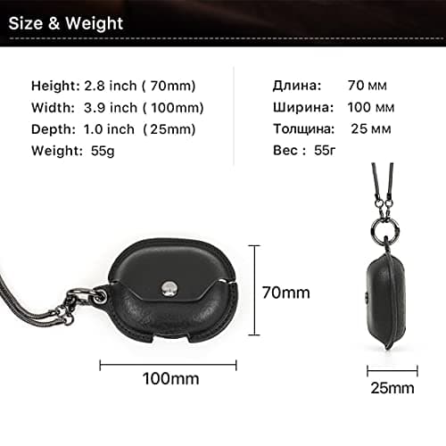Hiram Real Vegan Leather Case Cover suitable for Freebuds Pro with Necklace Genuine Leather Earphone Case Wireless Charging Case — view 2