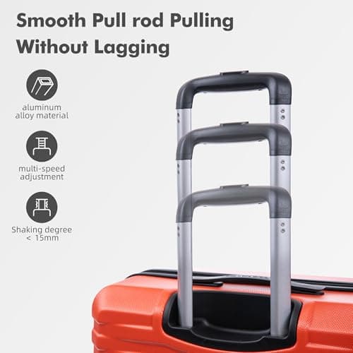Rocklands Large Suitcase Hard Shell Lightweight 4 Dual Spinner Wheels Trolley Luggage Suitcase Hold Check in Luggage TSA Combination Lock (Orange, Small 20") — view 6