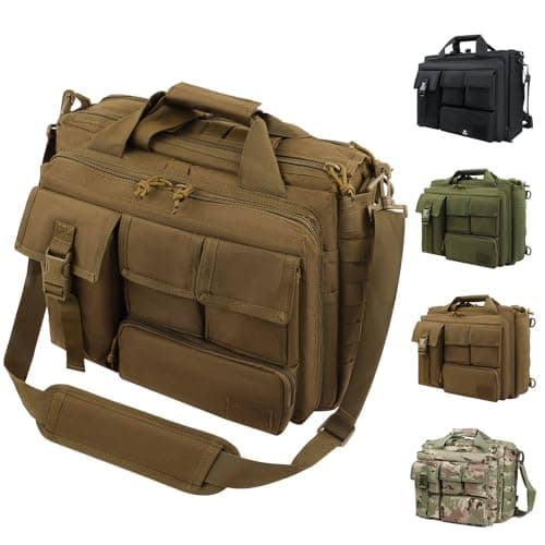 GES 15.6 inch Laptop Bag, Multi-funtion Men's Outdoor Tactical Nylon Shoulder Laptop Messenger Bag,Briefcase Handbags for Camera/Tablet/Notebook (Brown)
