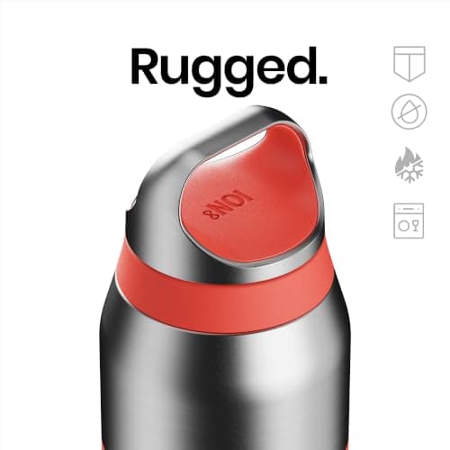 ION8 Primo ROAM Insulated Water Bottle 655 ml (22 oz)– Leakproof Stainless Steel, Vacuum Insulated for Hot & Cold Drinks, Twist Lid, Dishwasher Safe, Coral — view 3
