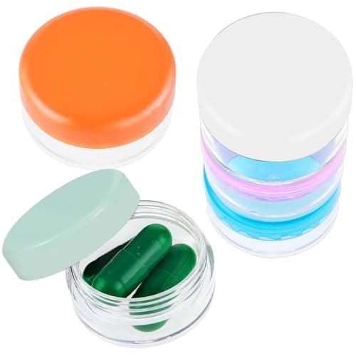ElevateTech Small Pill Box, 5 Pcs Cute Travel Pill Organizer Mini Tiny Pills Case for Pocket Purse Portable Briefcase Medicines Storage Pills Container Earplug Case