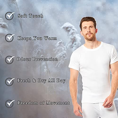 Heatwave® Pack of 2 Men's Thermal T Shirt, Warm Underwear Baselayer Thermals, Medium White — view 5