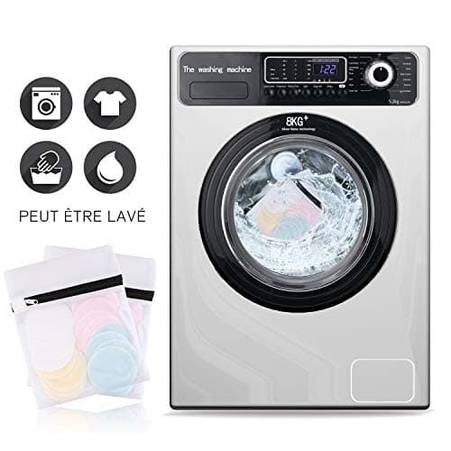 Reusable Makeup Remover Pads| Bamboo Fiber Organic Cotton Pads Face| Cotton Rounds Eyes Make Up Remover Pads Zero Waste Washable| for All Skin Types | 1 Laundry Bag+1 Storage Bag| 16 Pcs — view 6