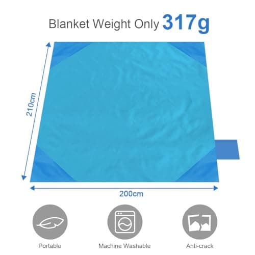 Ainiv Picnic Blanket, Mini Pocket Beach Mat 200 x 210 cm (5-8 People) — view 3