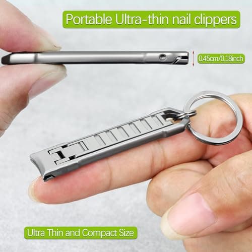 VOGARB Keychain Nail Clippers for Men Fingernail and Toenails, Portable Ultra Sharp Finger Nail Clipper with Nail File and Earpick Set, Folding Slim Design for Travel, Home, Working, Purse, Backpack — view 2
