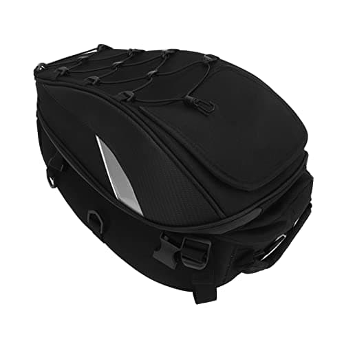 Dilwe Motorcycle Seat Bag PU Leather Motorcycle Tail Bag Large Capacity Travel Luggage for Dirt Bike Motorbike Riders Commuting Touring and Daily Storage (White)