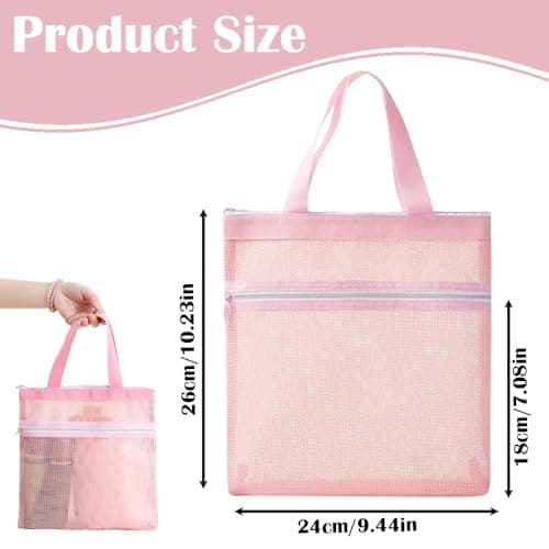 DmsGJyp Mesh Shower Bag, Quick Dry Toiletry Bag with Zip Pockets 24 x 26 cm — view 3