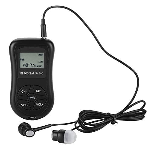 Digital FM Radio with LCD Display - Portable Personal Mini Radio with Earphones, Headphones and Lanyard for Gym Sports