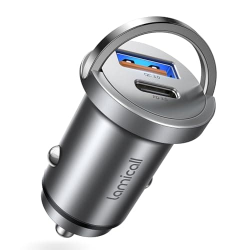 Lamicall 45 W Cigarette Lighter USB C Car Charger - [Super Mini All Metal] 24 V/12 V USB Adapter Car with 45 W USB C & USB A Quick Charger, PD & QC3.0 Car Charger for iPhone 17/16/15, Samsung