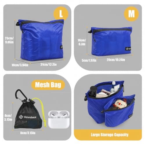 Vavabox Lightweight Toiletry Bags for Travel, Wash Bag Set Compact (Blue) — view 4