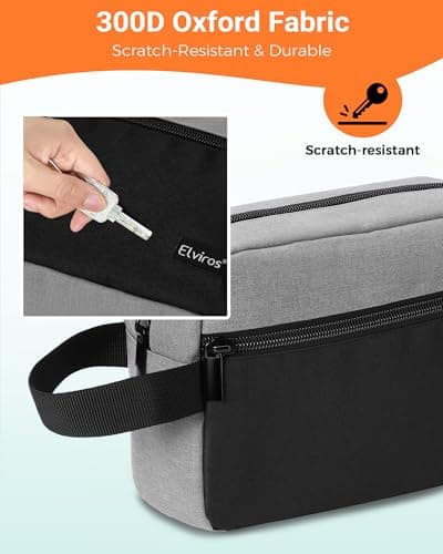 Elviros Lightweight Hanging Travel Toiletry Bag for Women Men, Black&Grey — view 4