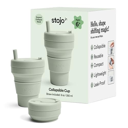 Stojo Collapsible Pocket Size Travel Cup - Portable - For Hot/Cold Drinks - With Lid - 8oz / 237ml - Sage Green